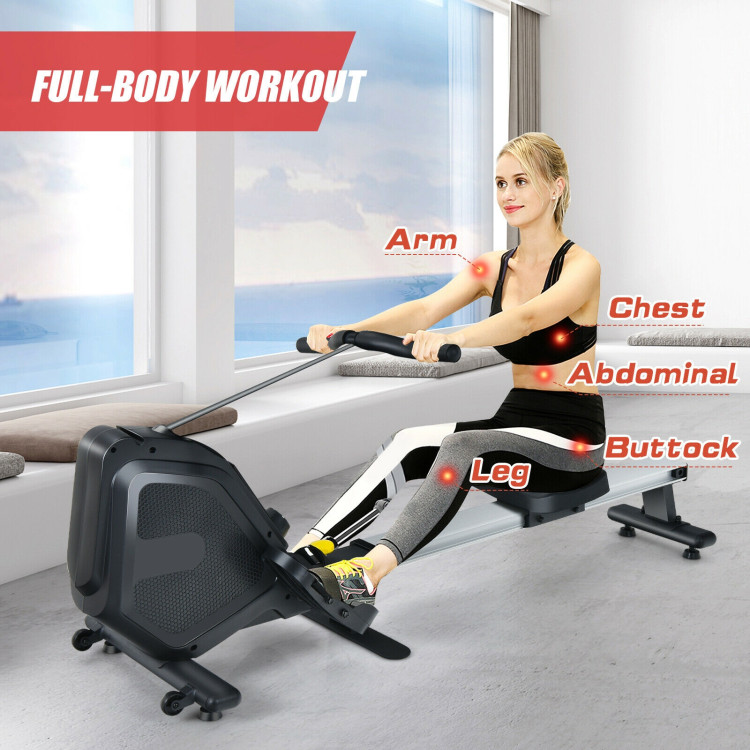 Folding Magnetic Rowing Machine with Monitor Aluminum Rail 8 Adjustable ResistanceCostway Gallery View 1 of 9