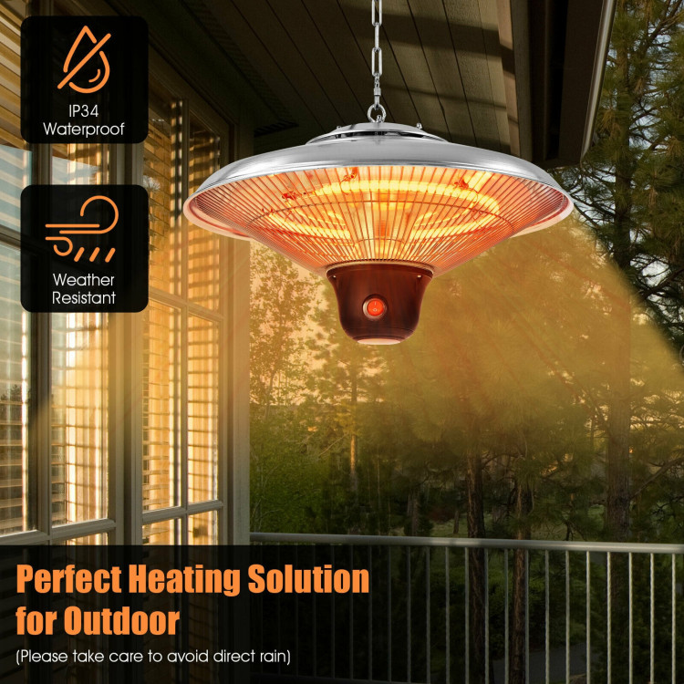 1500W Electric Hanging Ceiling Mounted Infrared Heater with Remote Control-WhiteCostway Gallery View 8 of 11