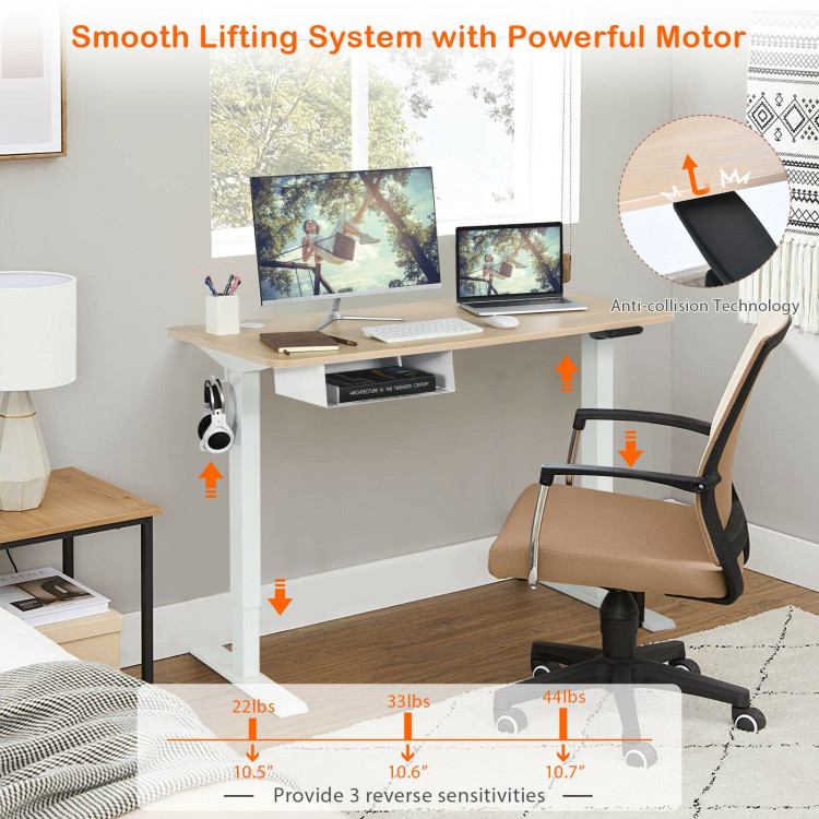 48 Inches Electric Standing Adjustable Desk with Control Panel and USB Port-BeigeCostway Gallery View 9 of 11