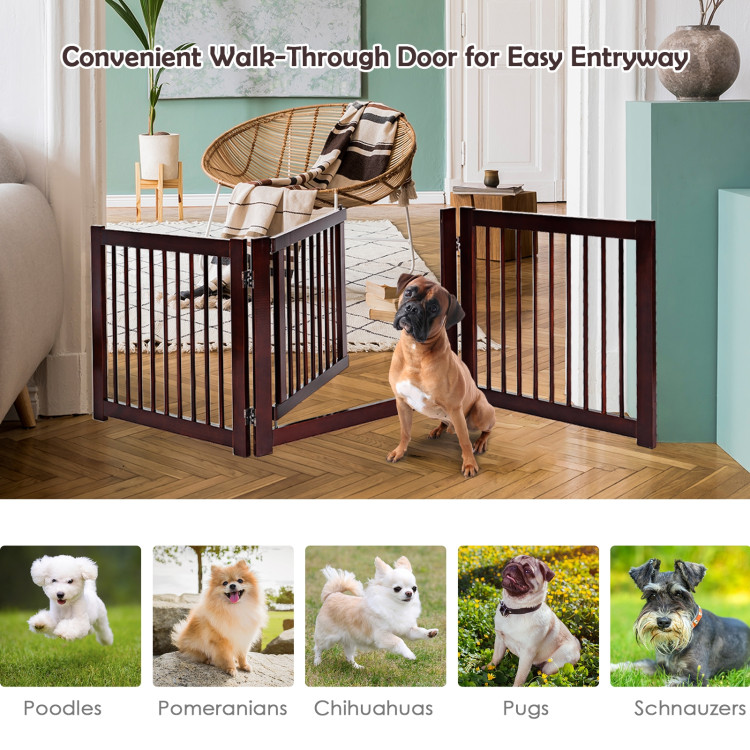 24 Inch Configurable Folding 3 Panel Wood Dog FenceCostway Gallery View 2 of 7