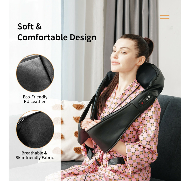 Shiatsu Neck Massager with Heat and Deep Tissue 3D-Kneading-BlackCostway Gallery View 3 of 10
