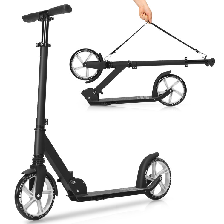 Lightweight Folding Kick Scooter with Strap and 8 Inches Wheel-BlackCostway Gallery View 7 of 11