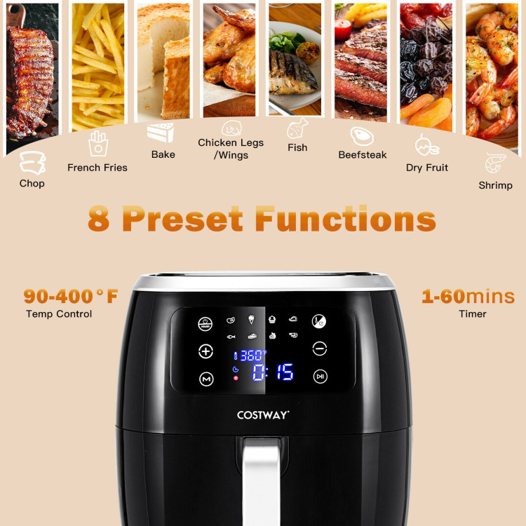 6.5QT Air Fryer Oilless Cooker with 8 Preset Functions and Smart Touch Screen-BlackCostway Gallery View 6 of 13