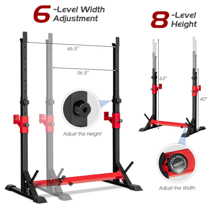 Adjustable Squat Rack Stand for Home Gym FitnessCostway Gallery View 8 of 10