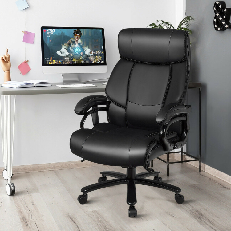 Big & Tall 400lb PU Leather Massage Office Chair-BlackCostway Gallery View 6 of 12
