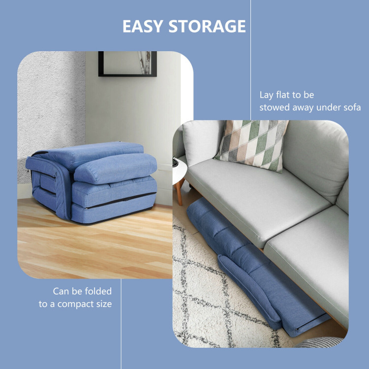 Folding Lazy Floor Chair Sofa with Armrests and Pillow-BlueCostway Gallery View 11 of 11