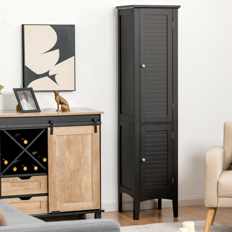 Freestanding Bathroom Storage Cabinet for Kitchen and Living Room-BlackCostway Gallery View 6 of 10