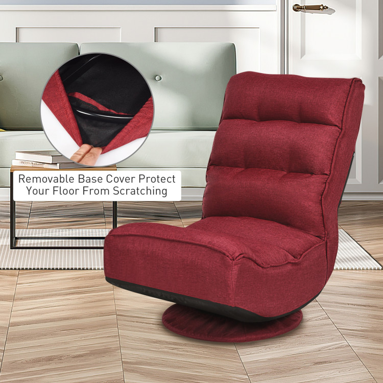 5-Position Folding Floor Gaming Chair-Dark RedCostway Gallery View 7 of 8