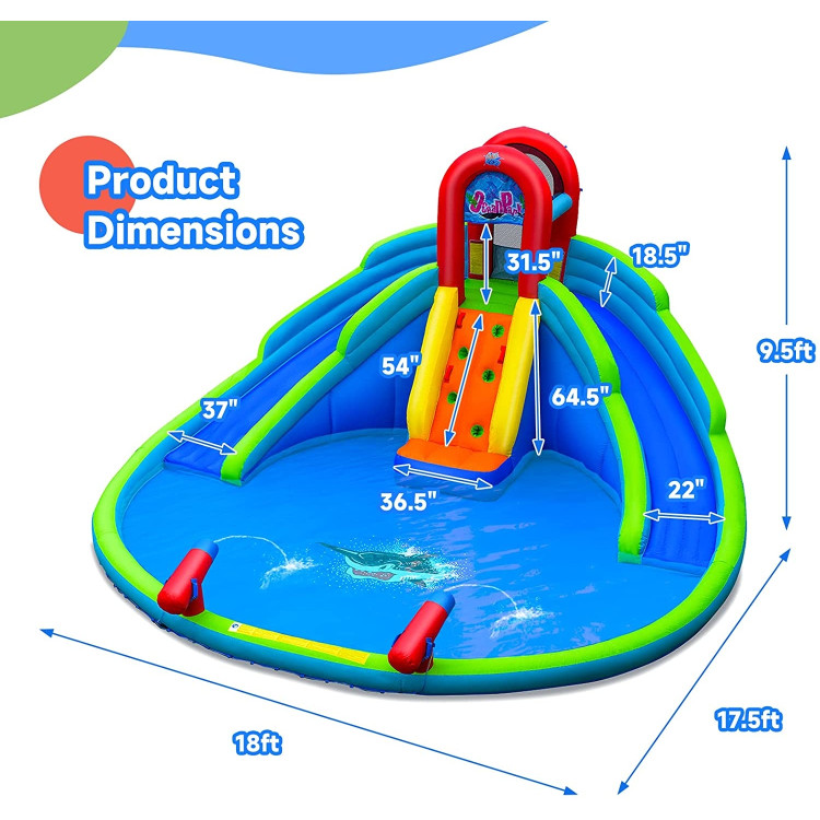Inflatable Water Park Waterslide for Kids Backyard with 780W Air BlowerCostway Gallery View 4 of 8