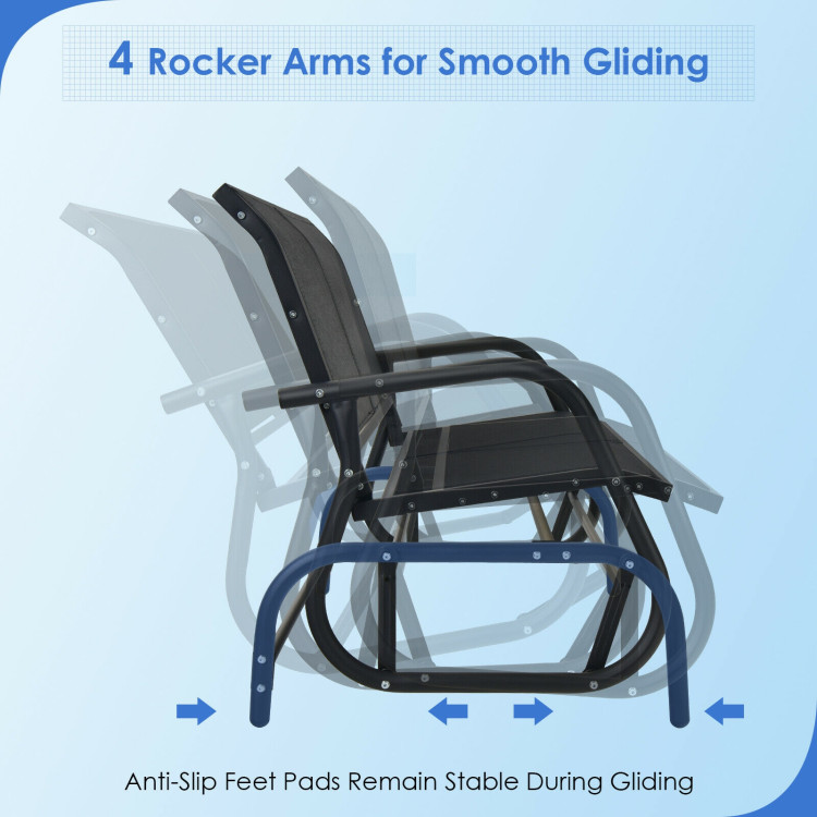 Swing Glider Chair 48 Inch Loveseat Rocker Lounge Backyard-BlackCostway Gallery View 5 of 11