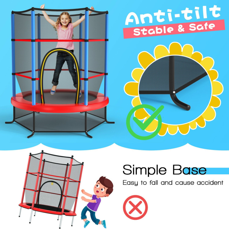 55-inch Kid-Friendly Trampoline & Enclosure Set equipped with Easy Assemble  Feature