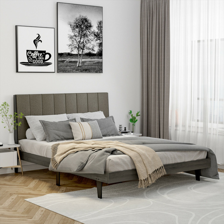 Queen Size Upholstered Bed Frame with Tufted HeadboardCostway Gallery View 7 of 10