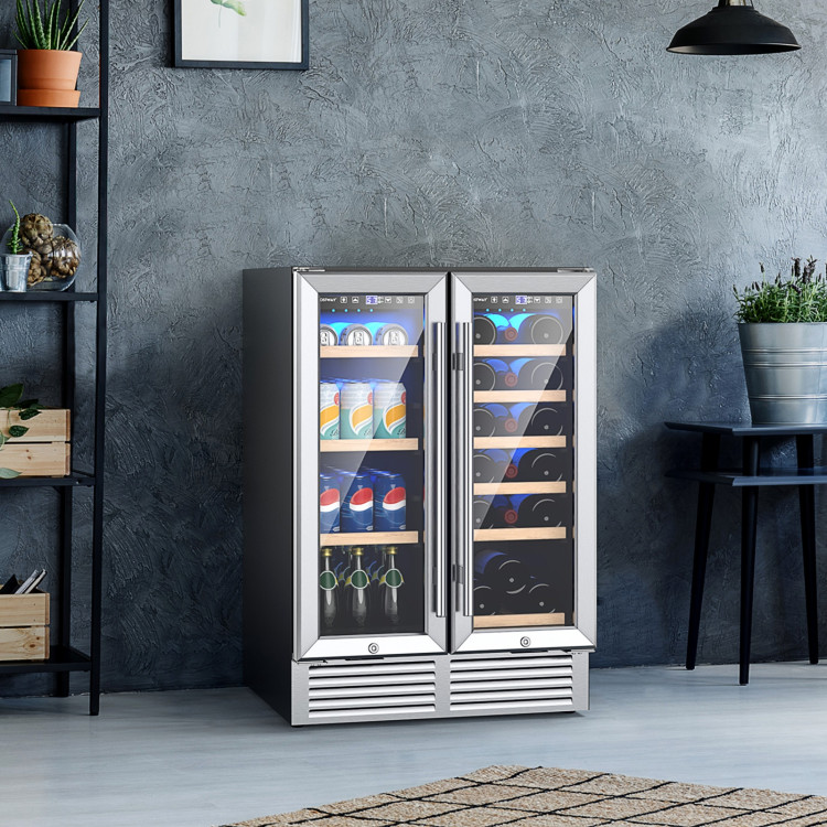 24 Inch Dual Zone Wine and Beverage Cooler-SilverCostway Gallery View 6 of 13