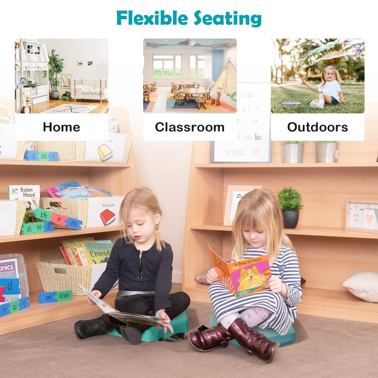 6 Pieces Multifunctional Hexagon Toddler Floor Cushions Classroom Seating with Handles-BlueCostway Gallery View 7 of 10