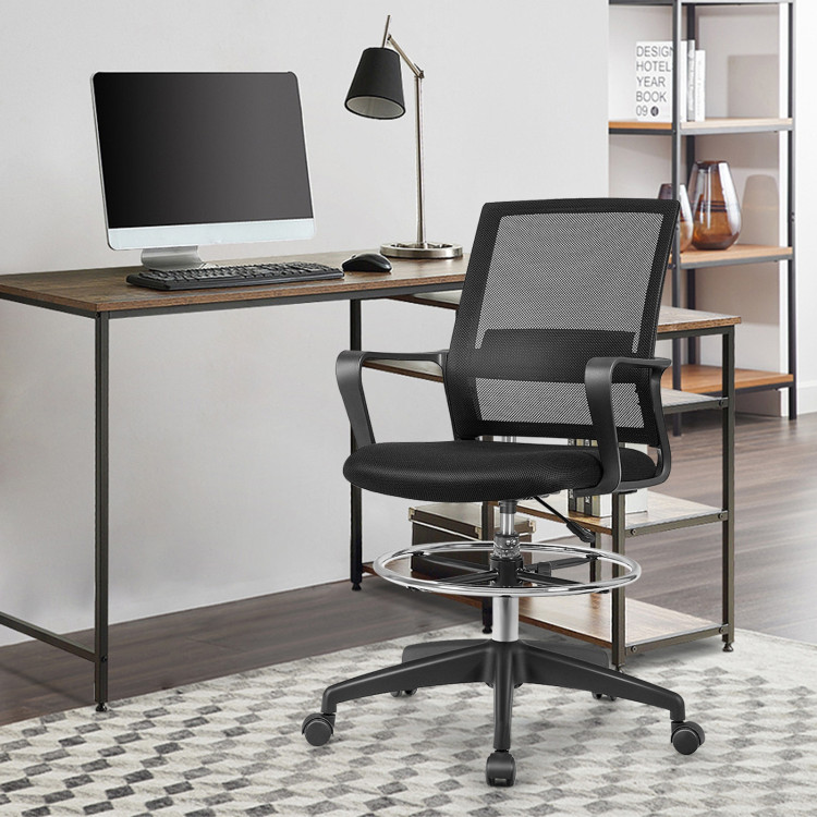 Drafting Chair Tall Office Chair with Adjustable HeightCostway Gallery View 2 of 8
