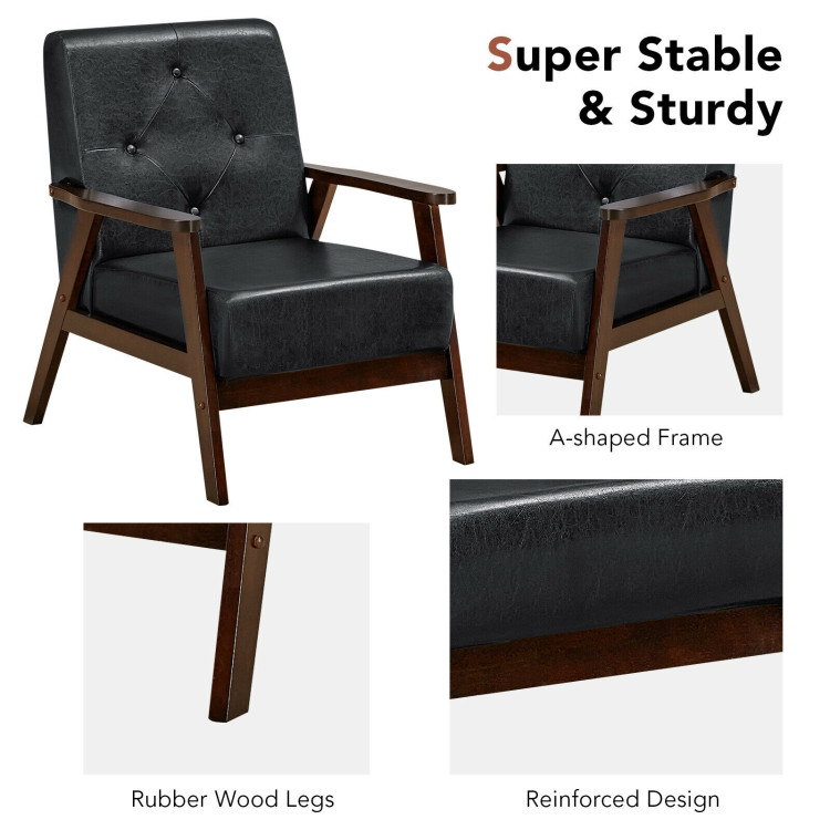 Classic Accent Armchair with Rubber Wood Legs and ArmrestsCostway Gallery View 9 of 9