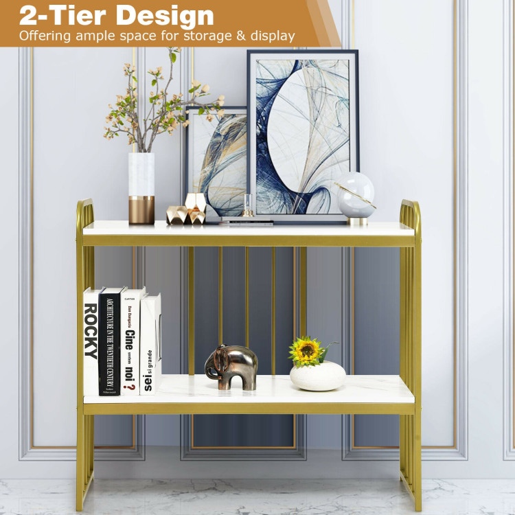 2-Tier Modern Buffet Console Table with Storage Shelf-WhiteCostway Gallery View 9 of 10