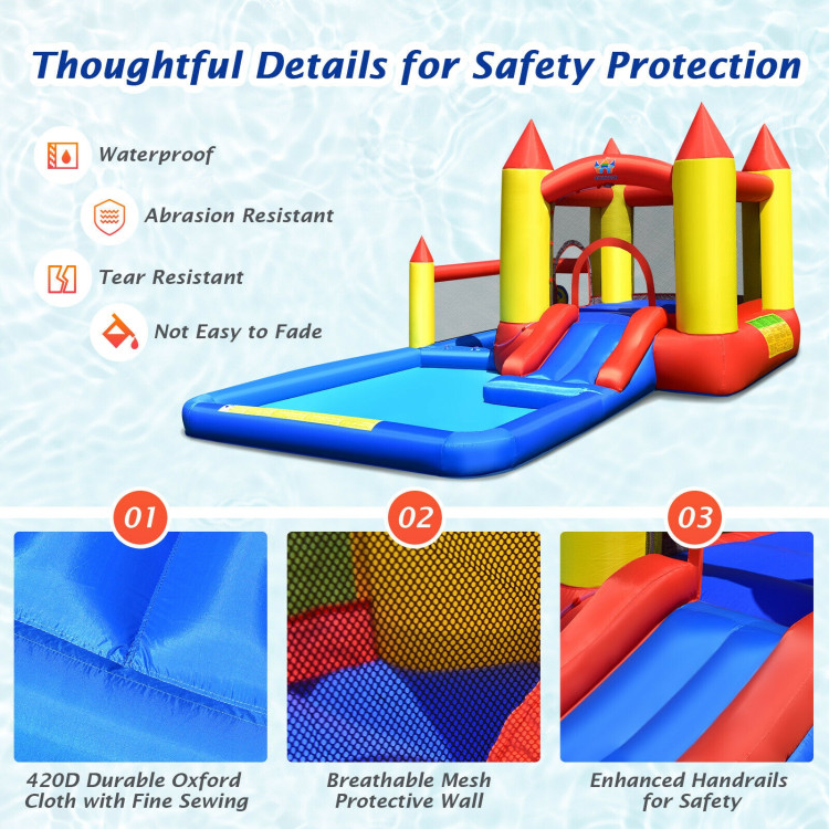 Inflatable Water Slide Castle Kids Bounce House with 480W BlowerCostway Gallery View 10 of 12
