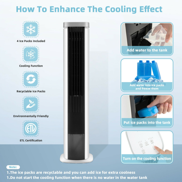 3-In-1 Portable Evaporative Air Cooler with Timer-WhiteCostway Gallery View 5 of 11