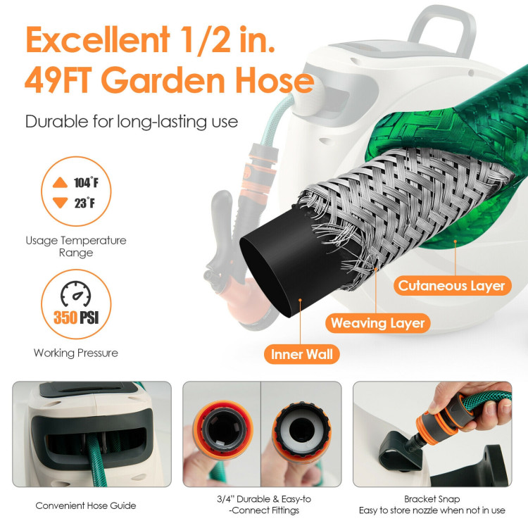 Retractable Garden Hose Reel, Wall-mounted Hose Reel, with 9