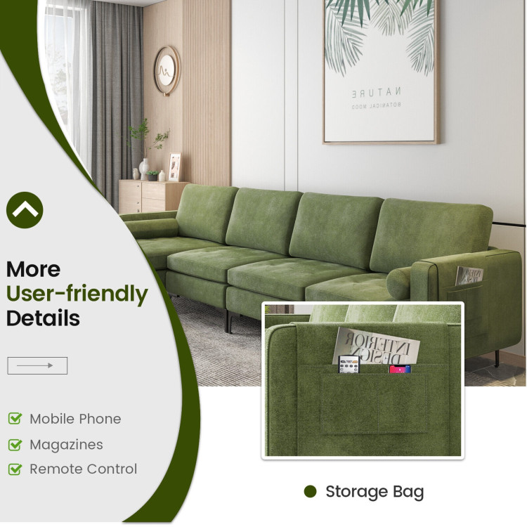 Modular 2-seat/3-Seat/4-Seat L-shaped Sectional Sofa Couch with Reversible Chaise and Socket USB Ports-4-Seat L-shapedCostway Gallery View 5 of 10