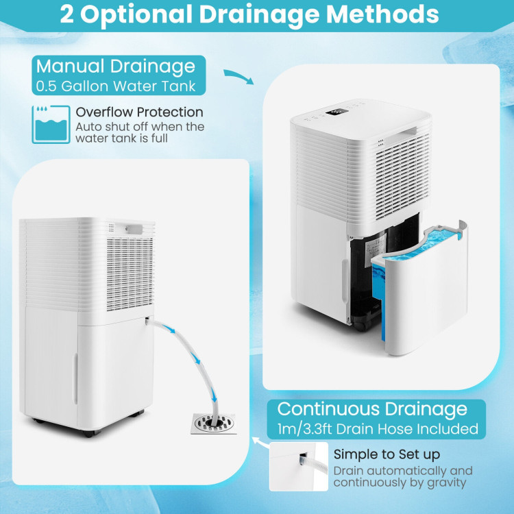 1750 Sq. Ft 32 Pints Dehumidifier with Auto Defrost and 24H Timer Drain Hose-WhiteCostway Gallery View 10 of 10