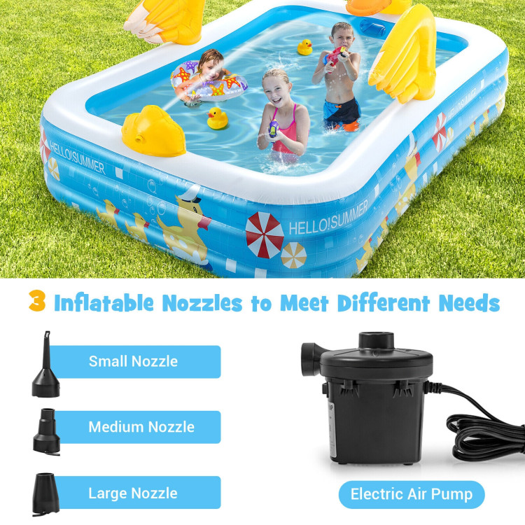 Inflatable Swimming Pool Duck Themed Kiddie Pool with Sprinkler for Age Over 3-BlueCostway Gallery View 8 of 11