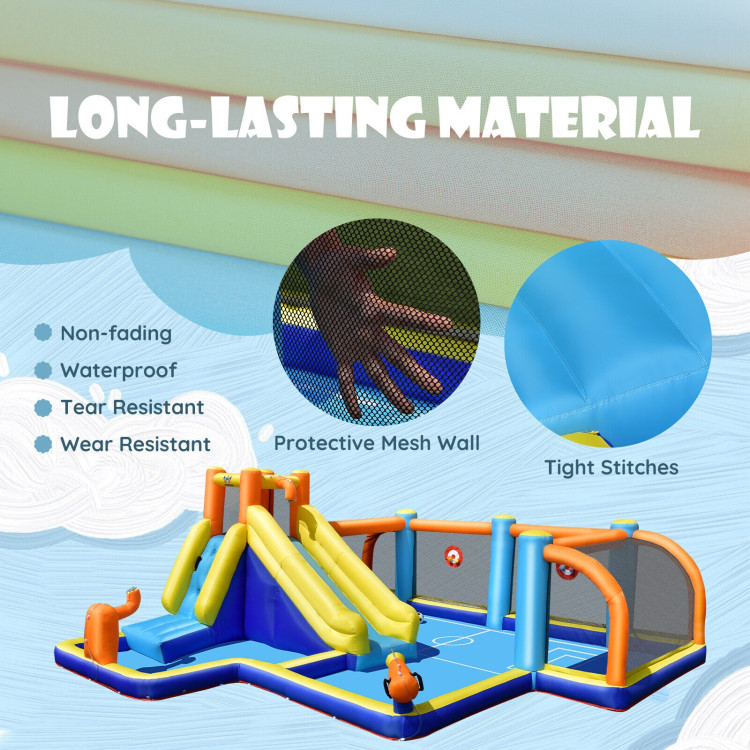 Giant Soccer Themed Inflatable Water Slide Bouncer with Splash Pool without BlowerCostway Gallery View 9 of 10