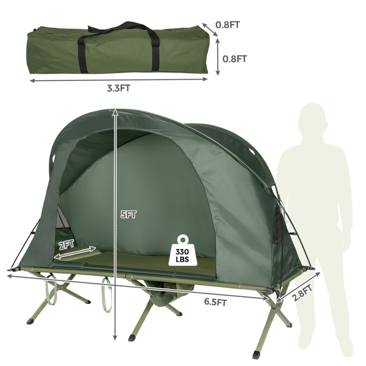 Cot Elevated Compact Tent Set with External Cover-GreenCostway Gallery View 4 of 9