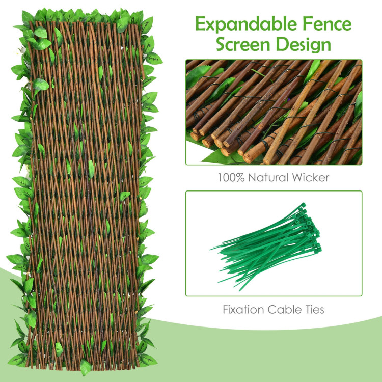 1 Piece Expandable Faux Ivy Privacy Screen Fence Panel Pack with Flower-WhiteCostway Gallery View 9 of 10
