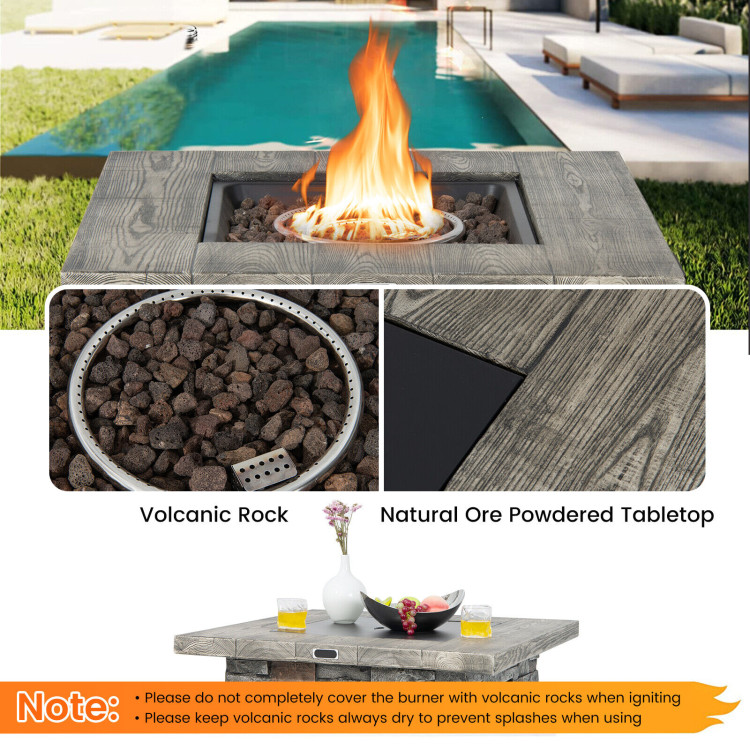 34.5 Inch Square Propane Gas Fire Pit Table with Lava Rock and PVC Cover-GrayCostway Gallery View 9 of 11