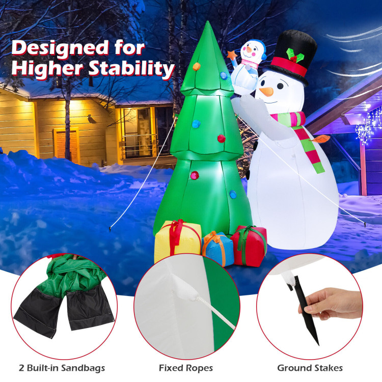 6 Feet Tall Inflatable Christmas Snowman and Tree Decoration Set with LED LightsCostway Gallery View 9 of 10