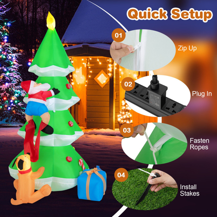 7 Feet Inflatable Christmas Tree with Santa Claus and DogCostway Gallery View 9 of 10