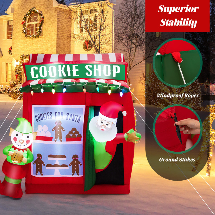 6.3 Feet Inflatable Gingerbread Cookie Shop with Santa ClausCostway Gallery View 9 of 10