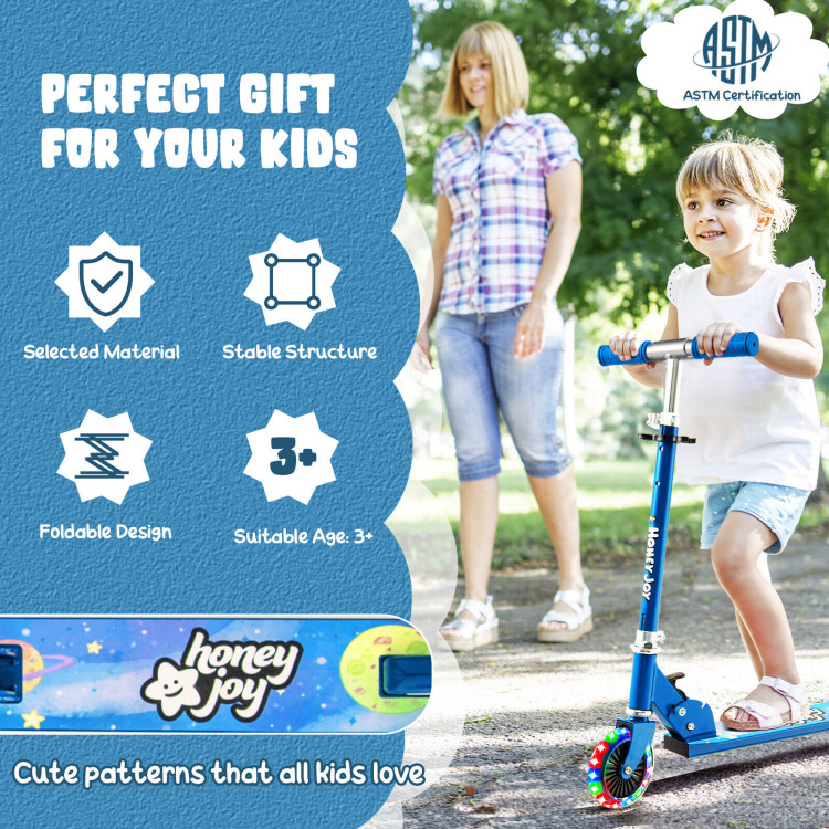 Folding Kick Scooter with 3 Adjustable Heights for Kids-BlueCostway Gallery View 2 of 8
