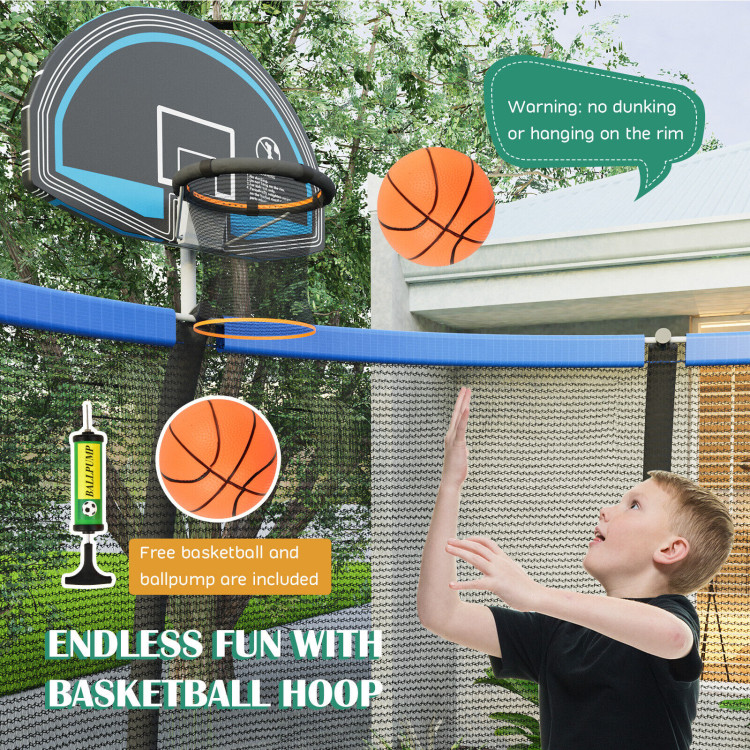 8 Feet Recreational Trampoline with Basketball Hoop and Net LadderCostway Gallery View 3 of 11