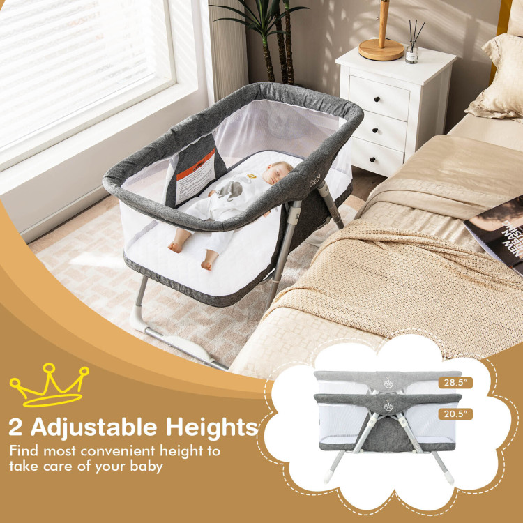2-In-1 Baby Bassinet with Mattress and Net-GrayCostway Gallery View 3 of 11