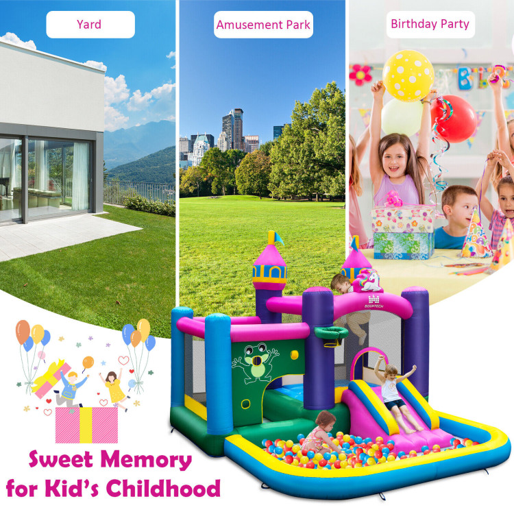 6-in-1 Kids Inflatable Unicorn-themed Bounce House with 735W BlowerCostway Gallery View 8 of 11