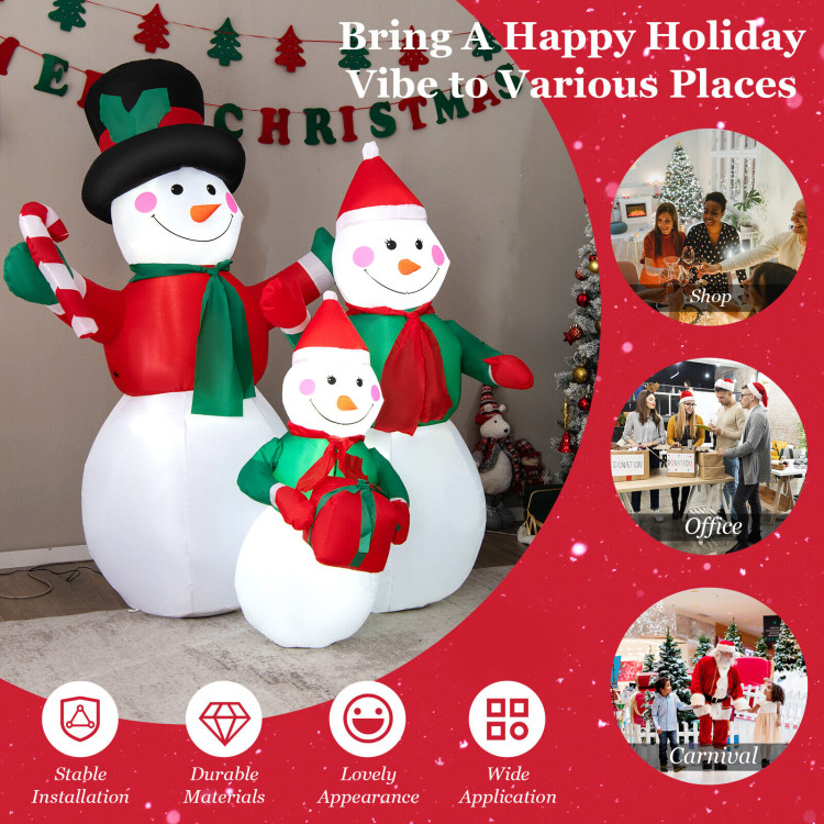 Inflatable Christmas Snowman Family Decoration with LED LightsCostway Gallery View 3 of 10