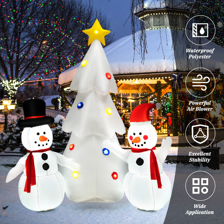 Inflatable Christmas Double Snowmen Decoration with Built-in Rotating LED LightsCostway Gallery View 3 of 10