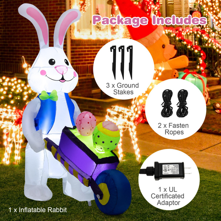 Inflatable Easter Rabbit Decoration with Pushing CartCostway Gallery View 8 of 10