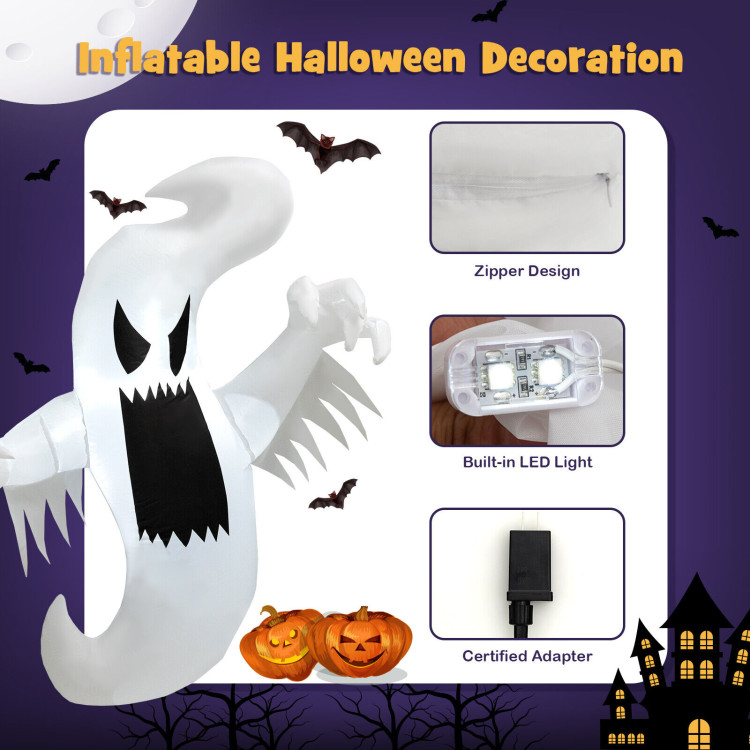 Inflatable Halloween Hanging Ghost Decoration with Built-in LED LightsCostway Gallery View 5 of 10