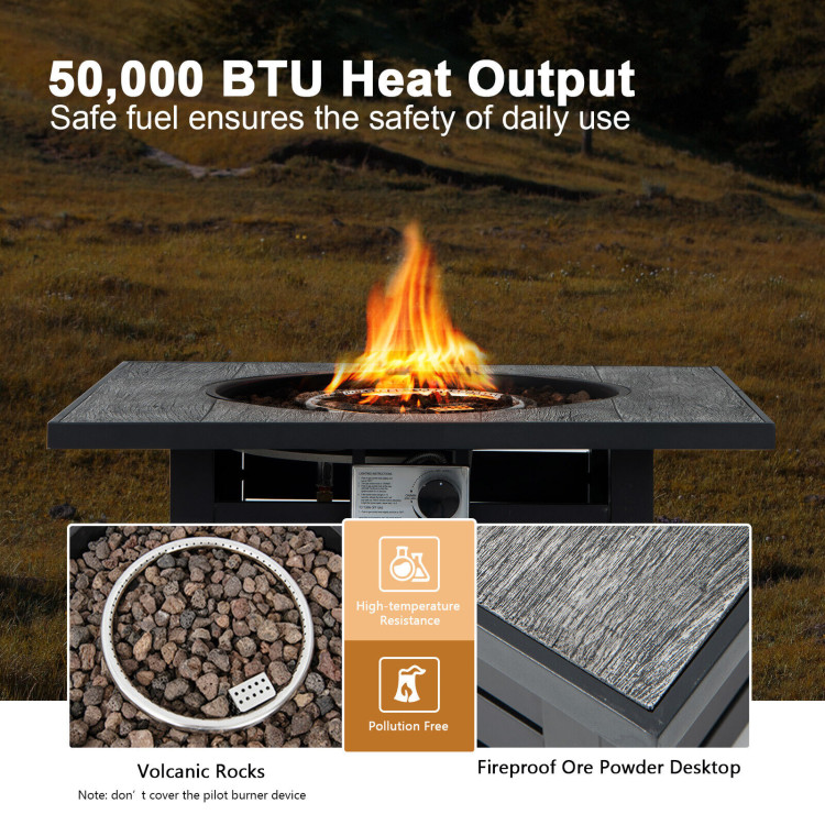 Square Propane Fire Pit Table with Lava Rocks and Rain CoverCostway Gallery View 9 of 10