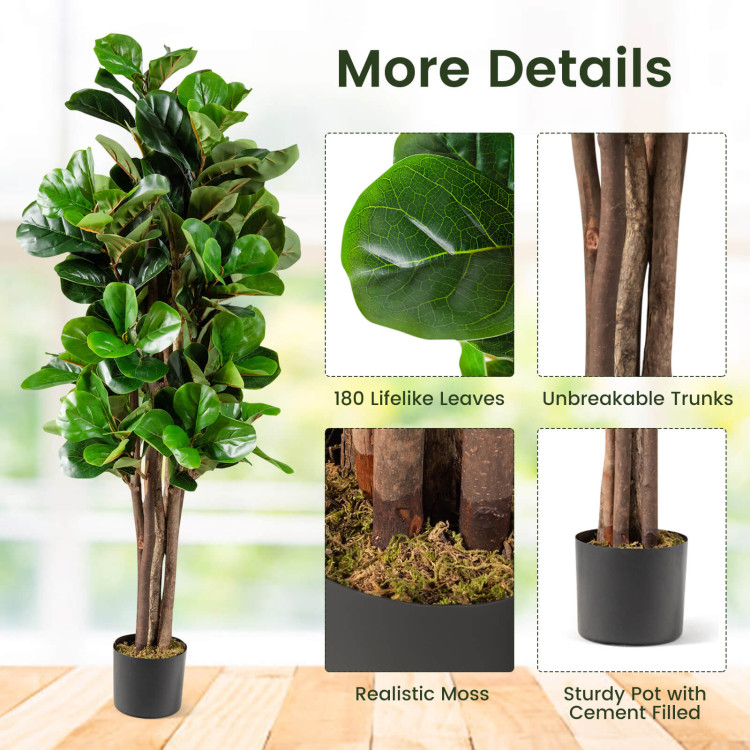 5 Feet Artificial Fiddle Leaf Fig Tree Decorative PlanterCostway Gallery View 7 of 10