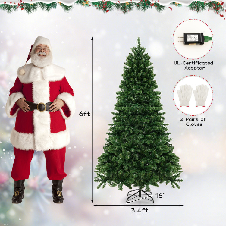 6/7/8 Feet Artificial PVC Christmas Tree with LED Lights and Stand ...