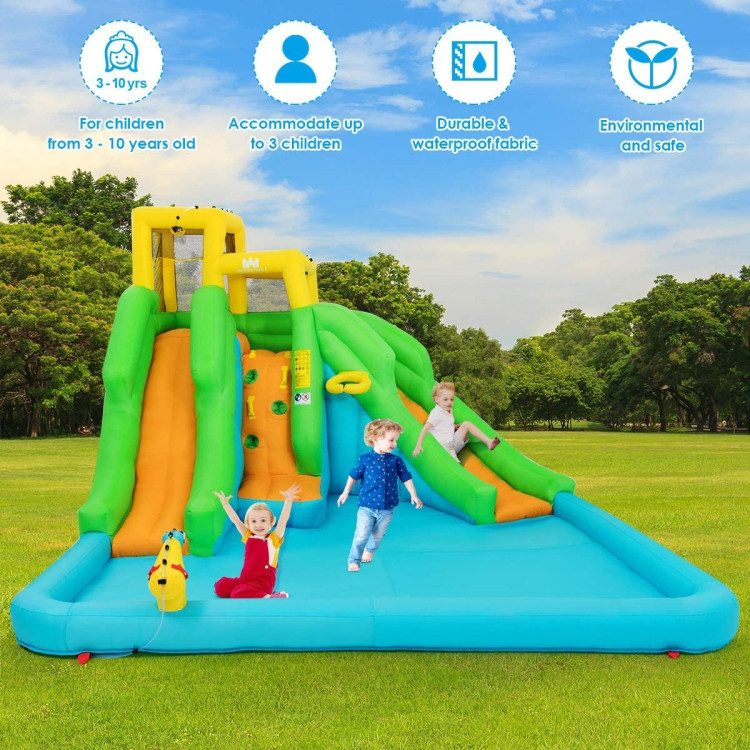 Inflatable Water Park Bounce House with Climbing Wall without BlowerCostway Gallery View 2 of 11