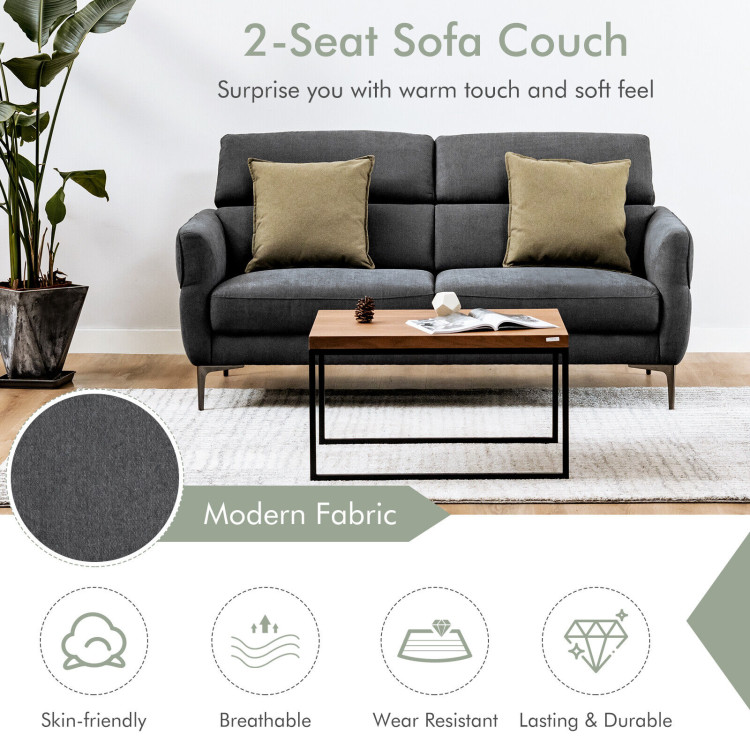 72.5 Inch Modern Fabric Loveseat Sofa Couch with Adjustable HeadrestCostway Gallery View 12 of 12