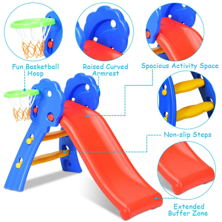 2 Step Children Folding Slide with Basketball HoopCostway Gallery View 11 of 12
