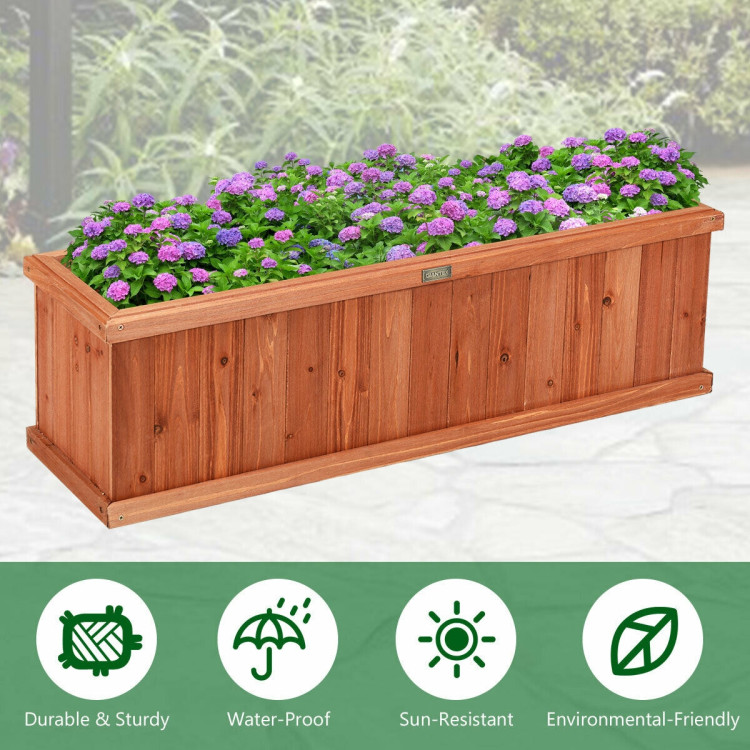 3 Feet x 3 Inch Wooden Decorative Planter Box for Garden Yard and Window Costway Gallery View 3 of 12