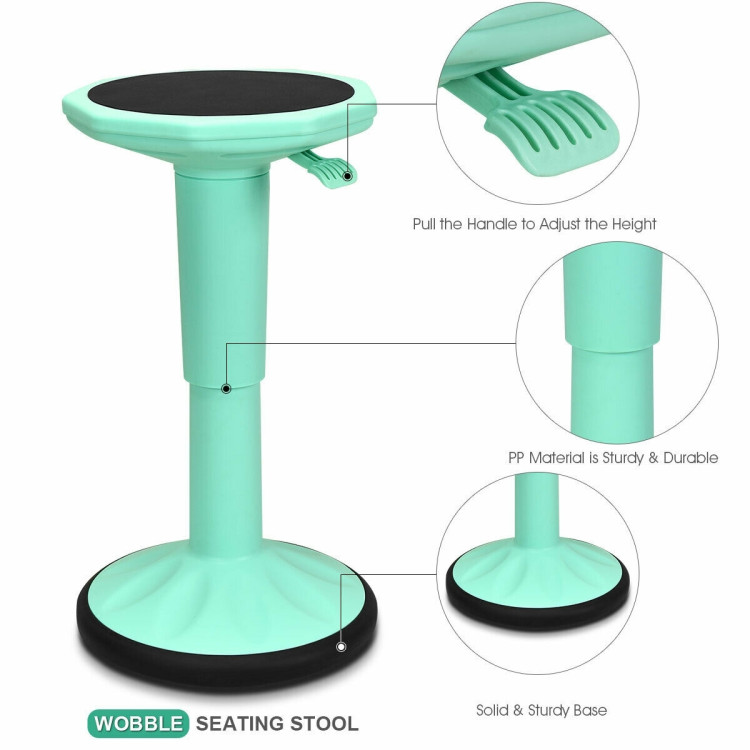 Adjustable Active Learning Stool Sitting Home Office Wobble Chair with Cushion Seat -GreenCostway Gallery View 5 of 10